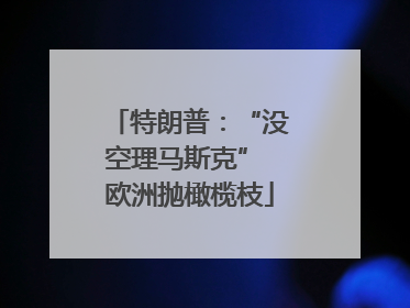 特朗普：“没空理马斯克” 欧洲抛橄榄枝