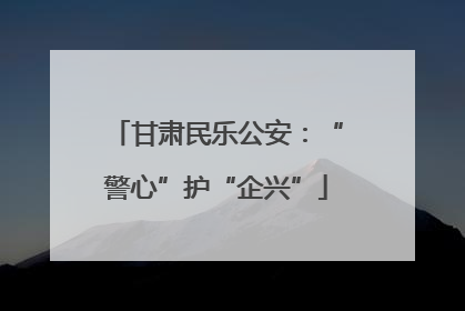 甘肃民乐公安：“警心”护“企兴”