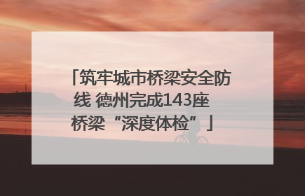 筑牢城市桥梁安全防线 德州完成143座桥梁“深度体检”