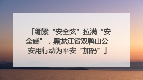 绷紧“安全弦”拉满“安全感”，黑龙江省双鸭山公安用行动为平安“加码”