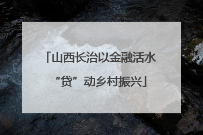 山西长治以金融活水“贷”动乡村振兴