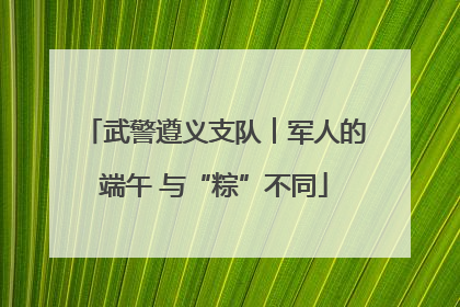 武警遵义支队︱军人的端午 与“粽”不同
