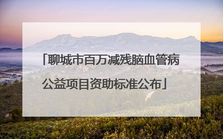 聊城市百万减残脑血管病公益项目资助标准公布
