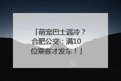 萌宠巴士遇冷？合肥公交：满10位乘客才发车！