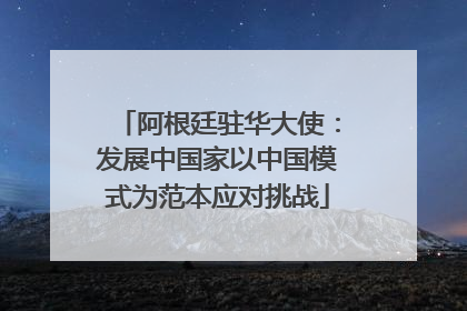 阿根廷驻华大使：发展中国家以中国模式为范本应对挑战